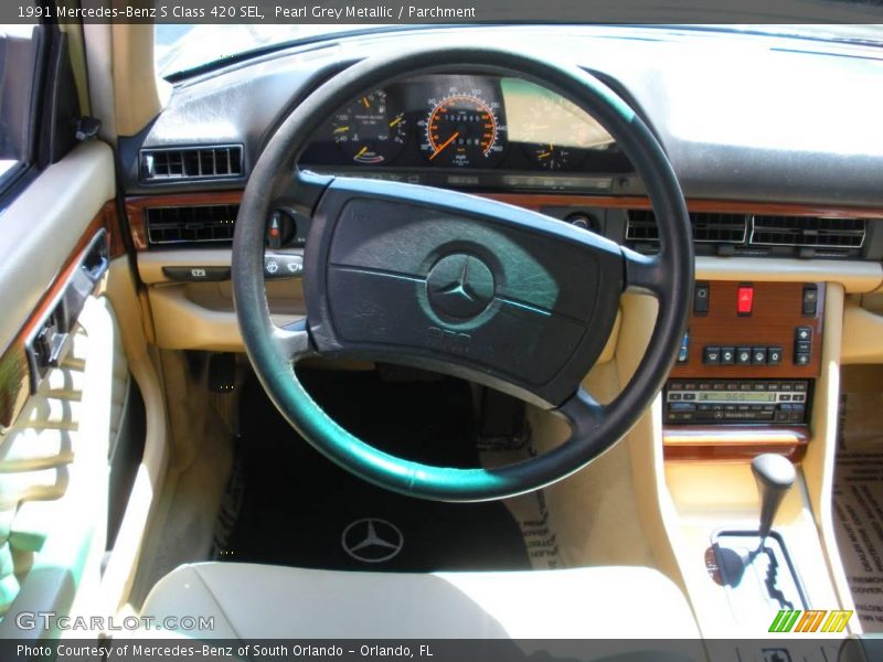 Pearl Grey Metallic / Parchment 1991 Mercedes-Benz S Class 420 SEL