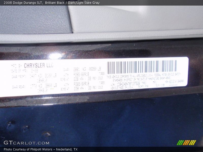 Brilliant Black / Dark/Light Slate Gray 2008 Dodge Durango SLT