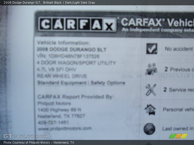 Brilliant Black / Dark/Light Slate Gray 2008 Dodge Durango SLT