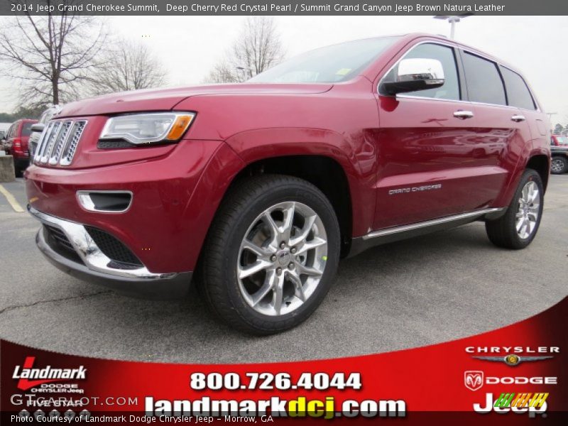 Deep Cherry Red Crystal Pearl / Summit Grand Canyon Jeep Brown Natura Leather 2014 Jeep Grand Cherokee Summit
