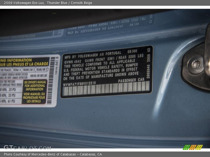 Thunder Blue / Cornsilk Beige 2009 Volkswagen Eos Lux