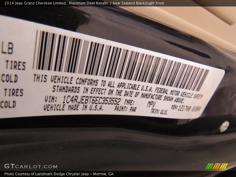 Maximum Steel Metallic / New Zealand Black/Light Frost 2014 Jeep Grand Cherokee Limited