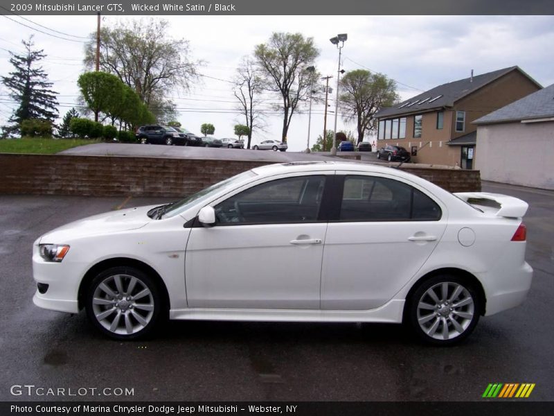 Wicked White Satin / Black 2009 Mitsubishi Lancer GTS