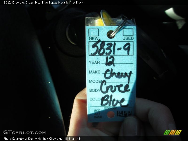 Blue Topaz Metallic / Jet Black 2012 Chevrolet Cruze Eco