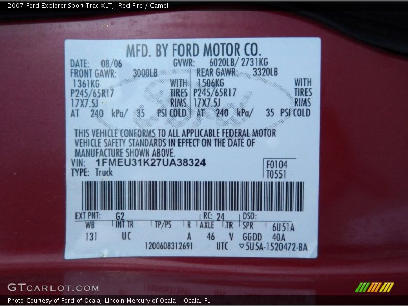 Red Fire / Camel 2007 Ford Explorer Sport Trac XLT