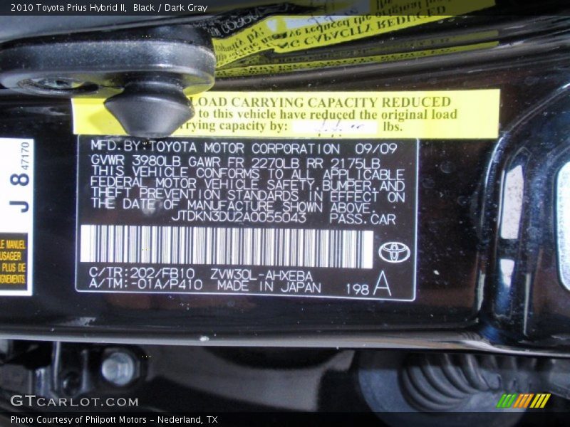 Black / Dark Gray 2010 Toyota Prius Hybrid II