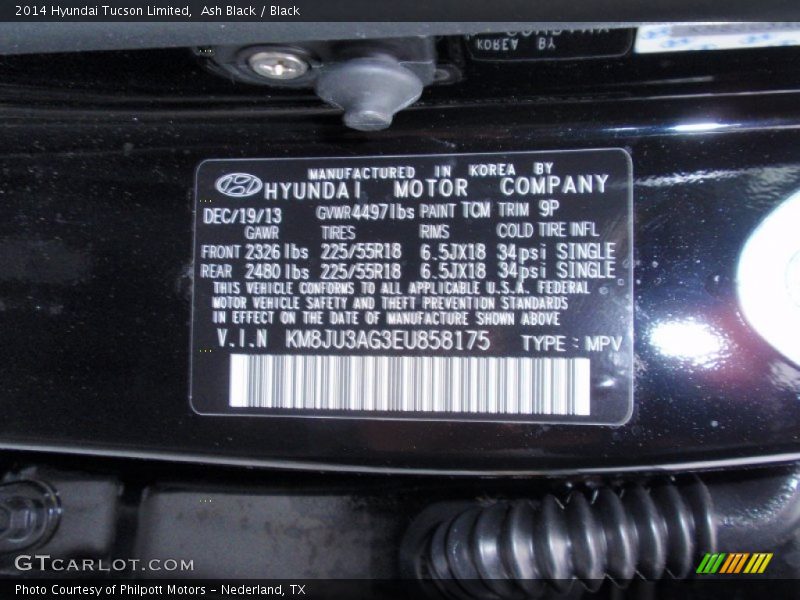 Ash Black / Black 2014 Hyundai Tucson Limited
