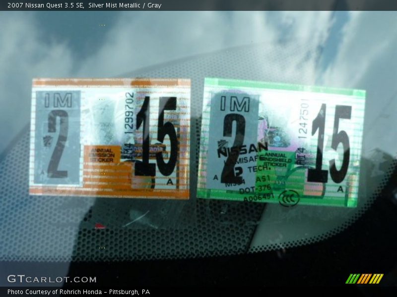 Silver Mist Metallic / Gray 2007 Nissan Quest 3.5 SE