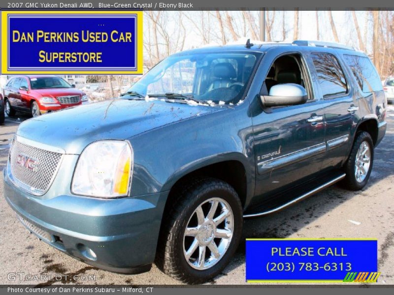 Blue-Green Crystal / Ebony Black 2007 GMC Yukon Denali AWD