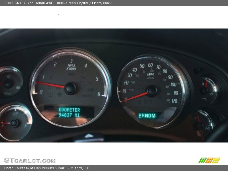 Blue-Green Crystal / Ebony Black 2007 GMC Yukon Denali AWD