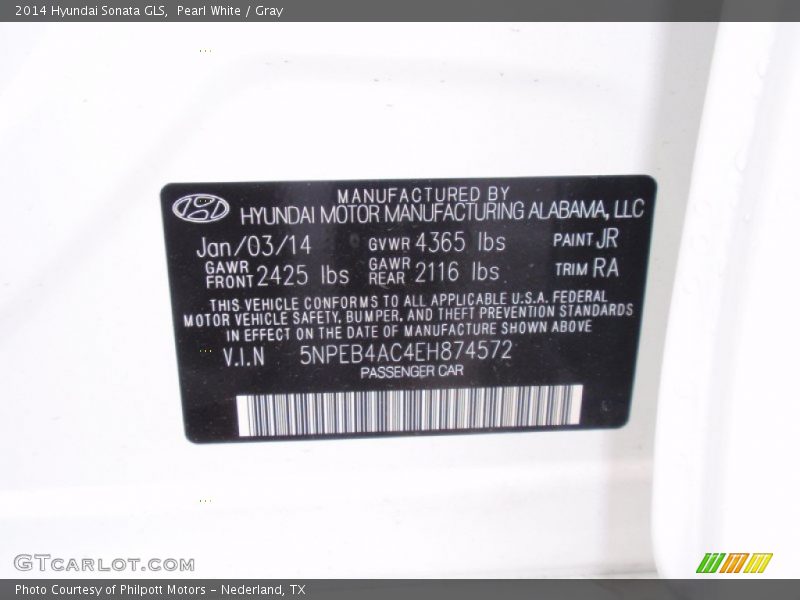 Pearl White / Gray 2014 Hyundai Sonata GLS