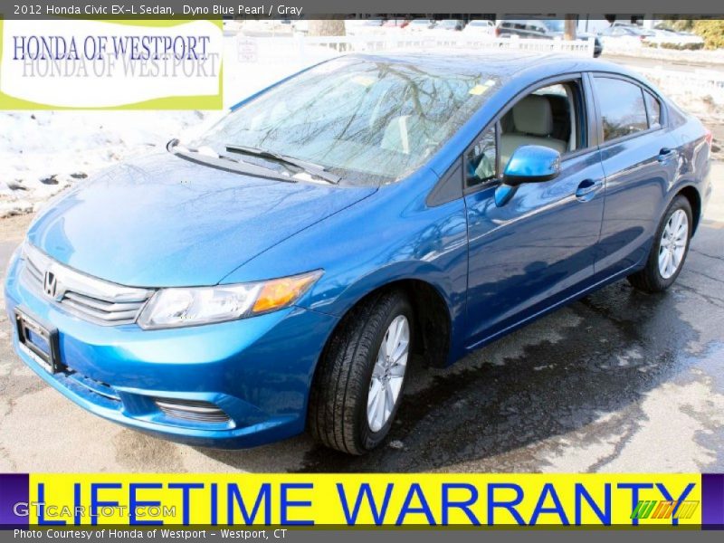 Dyno Blue Pearl / Gray 2012 Honda Civic EX-L Sedan
