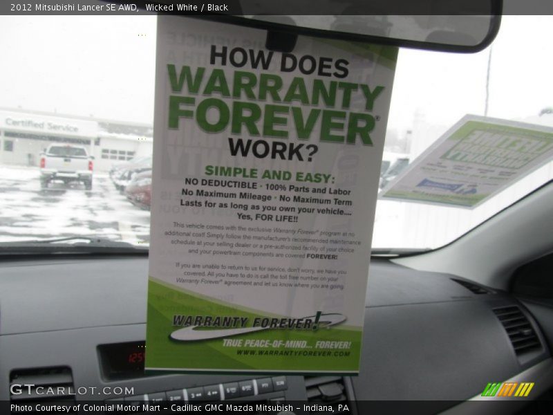 Wicked White / Black 2012 Mitsubishi Lancer SE AWD
