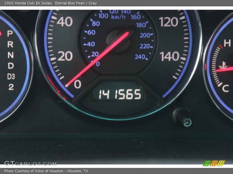 Eternal Blue Pearl / Gray 2003 Honda Civic EX Sedan