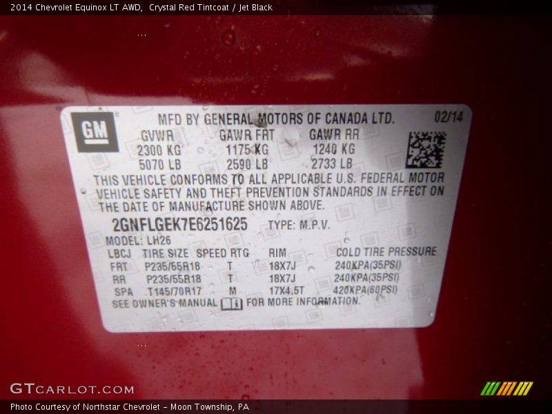 Crystal Red Tintcoat / Jet Black 2014 Chevrolet Equinox LT AWD