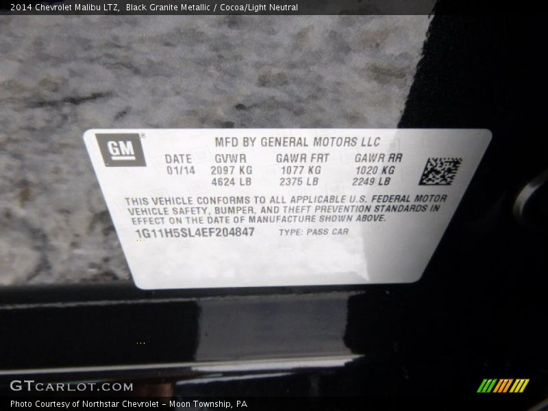 Black Granite Metallic / Cocoa/Light Neutral 2014 Chevrolet Malibu LTZ
