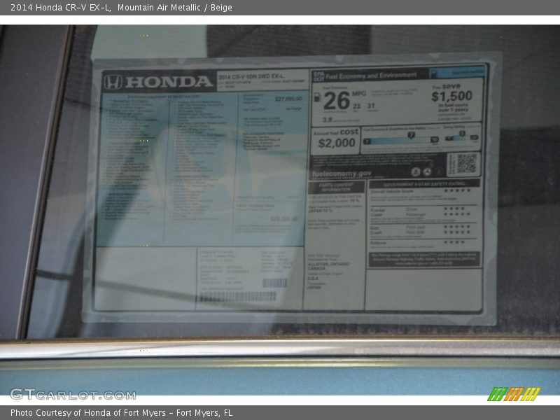 Mountain Air Metallic / Beige 2014 Honda CR-V EX-L