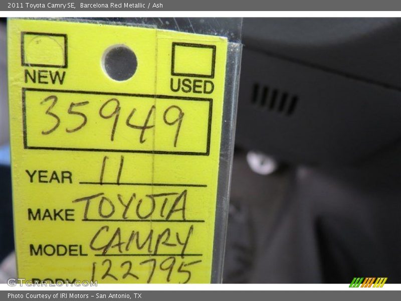 Barcelona Red Metallic / Ash 2011 Toyota Camry SE