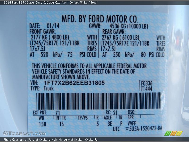 Oxford White / Steel 2014 Ford F250 Super Duty XL SuperCab 4x4