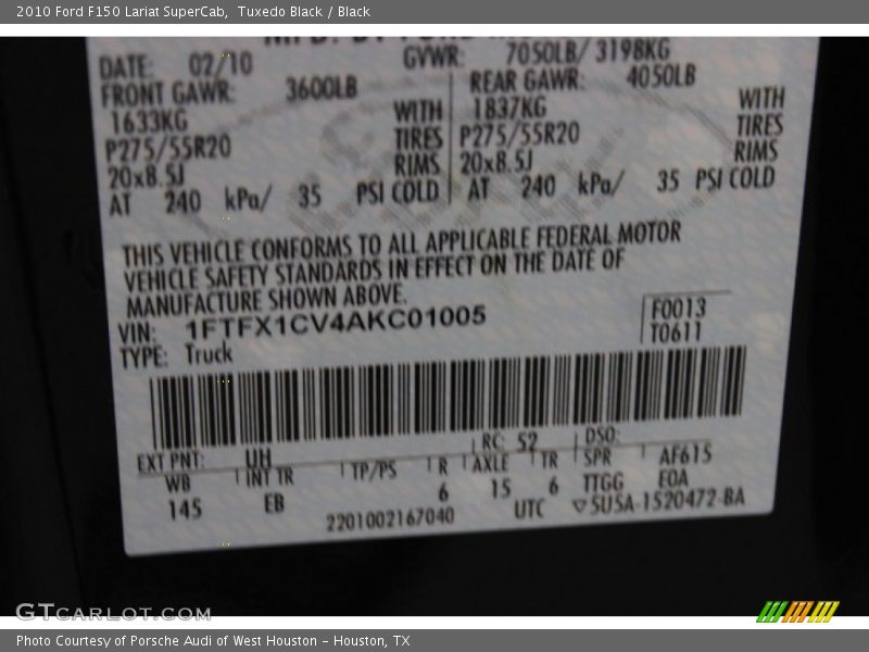 Tuxedo Black / Black 2010 Ford F150 Lariat SuperCab