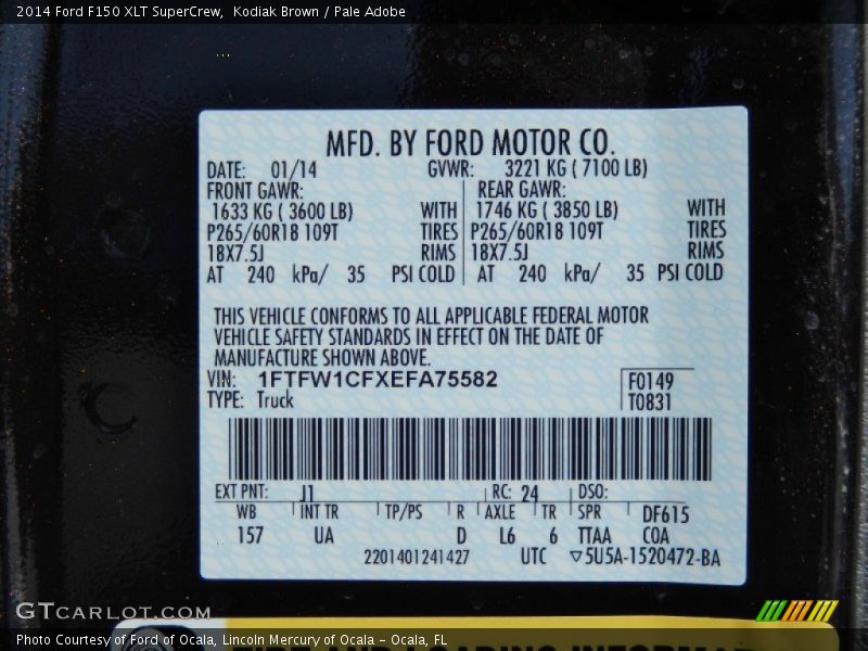 Kodiak Brown / Pale Adobe 2014 Ford F150 XLT SuperCrew