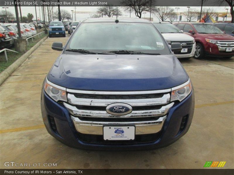 Deep Impact Blue / Medium Light Stone 2014 Ford Edge SE