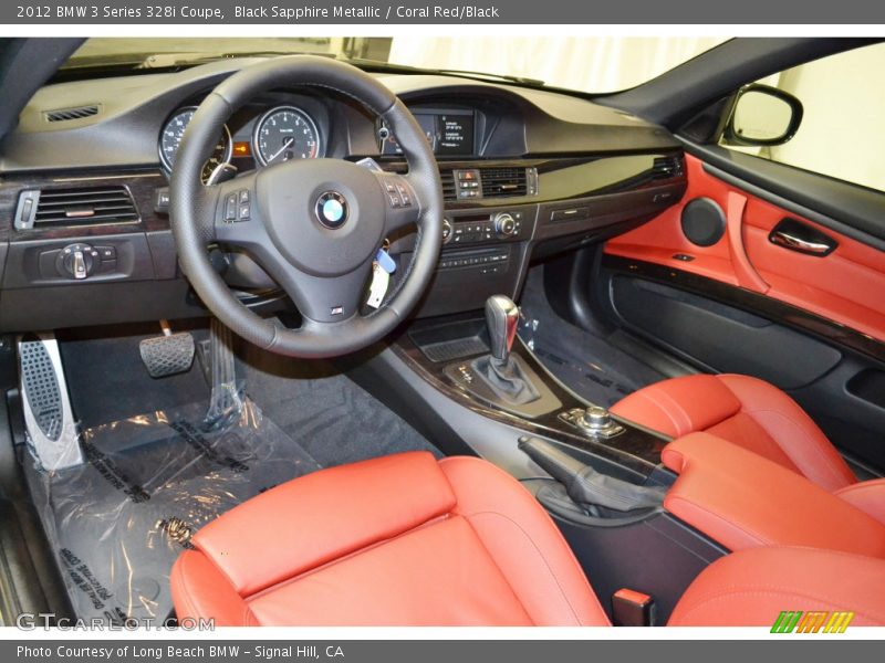 Black Sapphire Metallic / Coral Red/Black 2012 BMW 3 Series 328i Coupe
