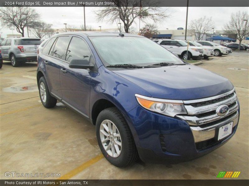 Deep Impact Blue / Medium Light Stone 2014 Ford Edge SE