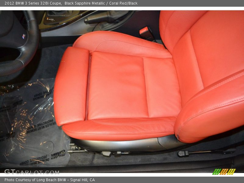 Black Sapphire Metallic / Coral Red/Black 2012 BMW 3 Series 328i Coupe