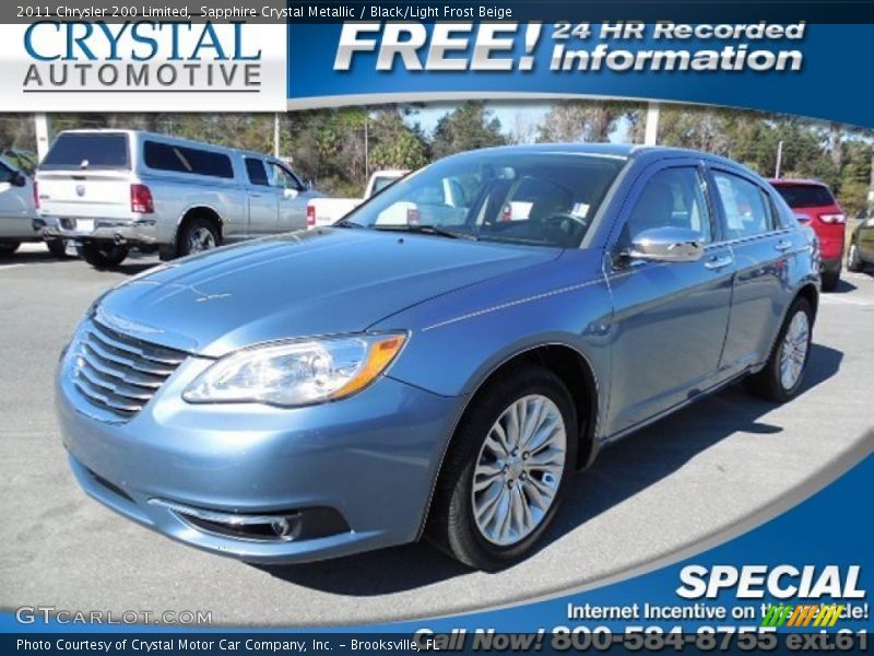 Sapphire Crystal Metallic / Black/Light Frost Beige 2011 Chrysler 200 Limited