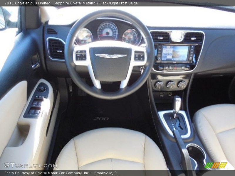 Sapphire Crystal Metallic / Black/Light Frost Beige 2011 Chrysler 200 Limited