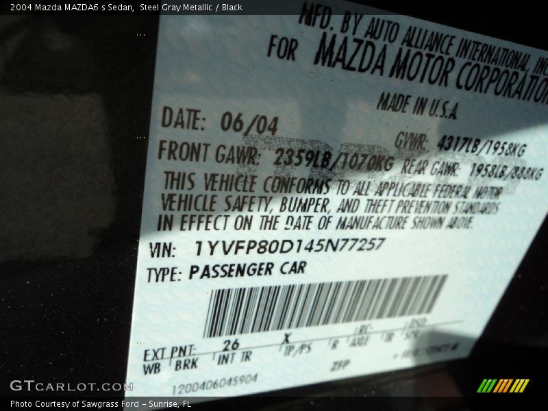 Steel Gray Metallic / Black 2004 Mazda MAZDA6 s Sedan