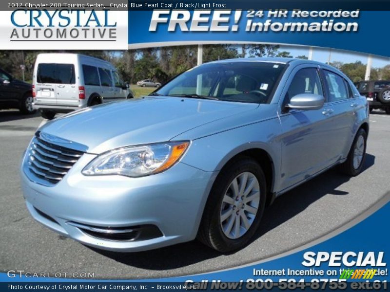 Crystal Blue Pearl Coat / Black/Light Frost 2012 Chrysler 200 Touring Sedan