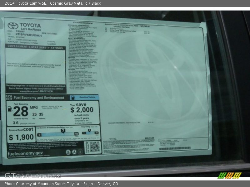Cosmic Gray Metallic / Black 2014 Toyota Camry SE