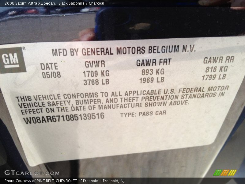 Black Sapphire / Charcoal 2008 Saturn Astra XE Sedan