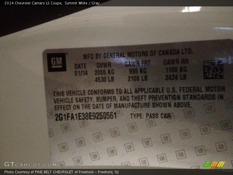 Summit White / Gray 2014 Chevrolet Camaro LS Coupe