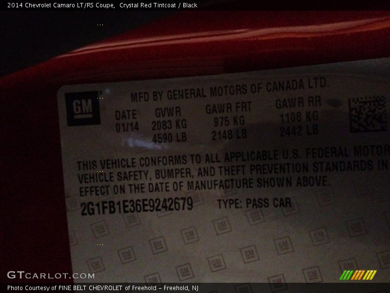 Crystal Red Tintcoat / Black 2014 Chevrolet Camaro LT/RS Coupe