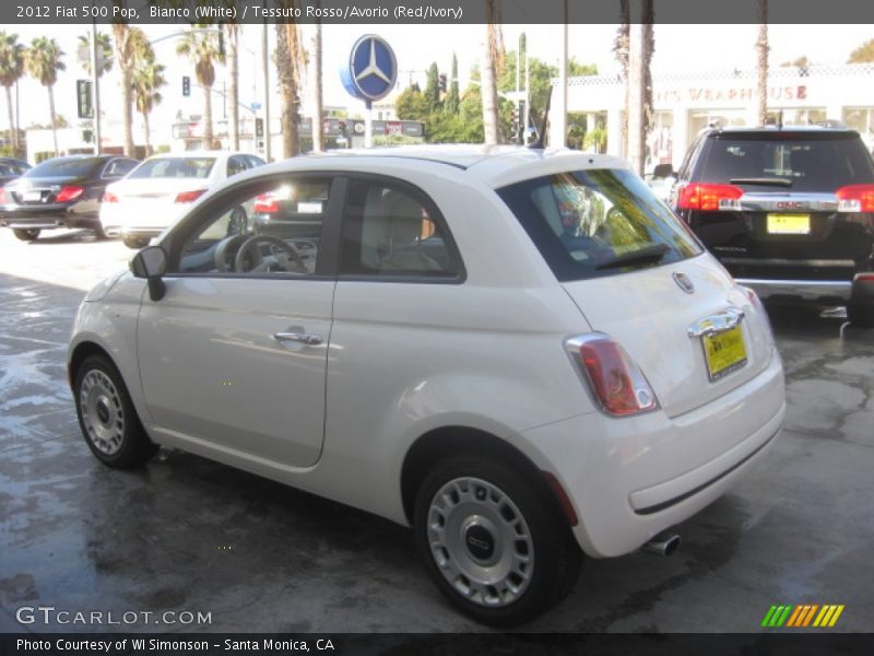 Bianco (White) / Tessuto Rosso/Avorio (Red/Ivory) 2012 Fiat 500 Pop