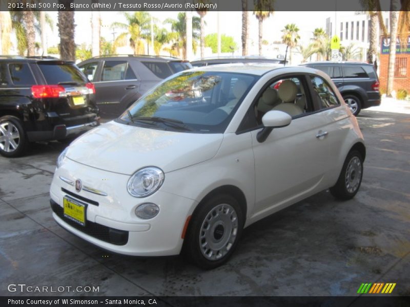 Bianco (White) / Tessuto Rosso/Avorio (Red/Ivory) 2012 Fiat 500 Pop