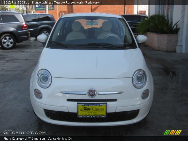 Bianco (White) / Tessuto Rosso/Avorio (Red/Ivory) 2012 Fiat 500 Pop