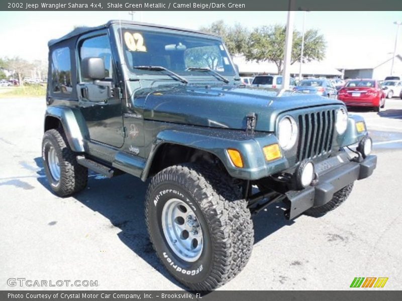 Shale Green Metallic / Camel Beige/Dark Green 2002 Jeep Wrangler Sahara 4x4