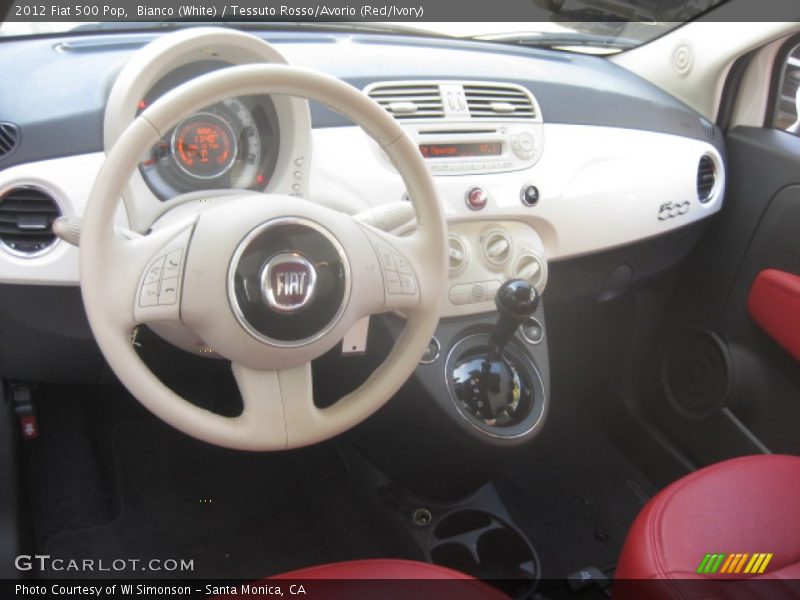 Bianco (White) / Tessuto Rosso/Avorio (Red/Ivory) 2012 Fiat 500 Pop