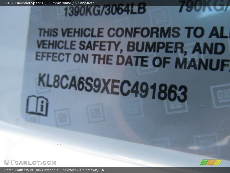 Summit White / Silver/Silver 2014 Chevrolet Spark LS