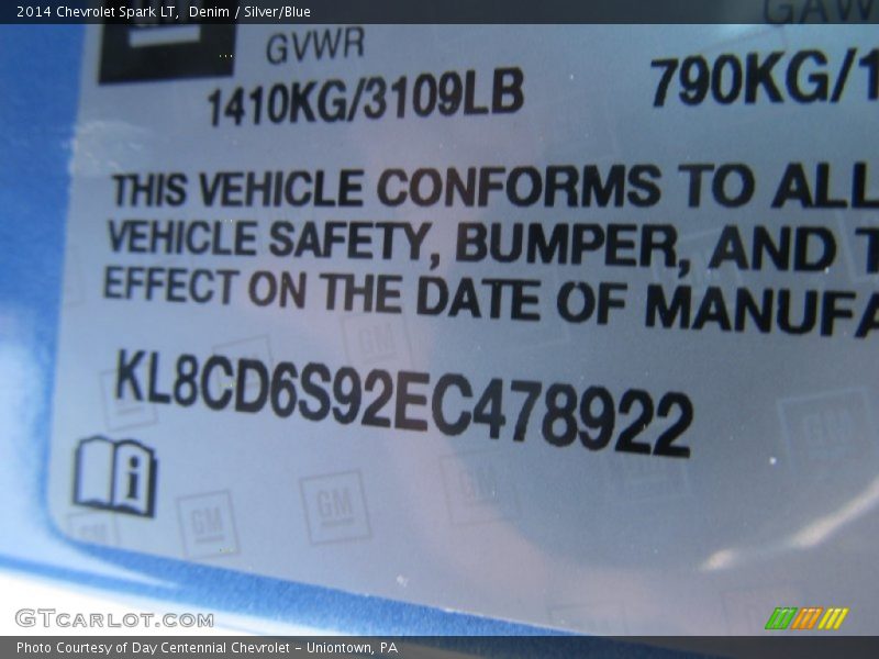 Denim / Silver/Blue 2014 Chevrolet Spark LT