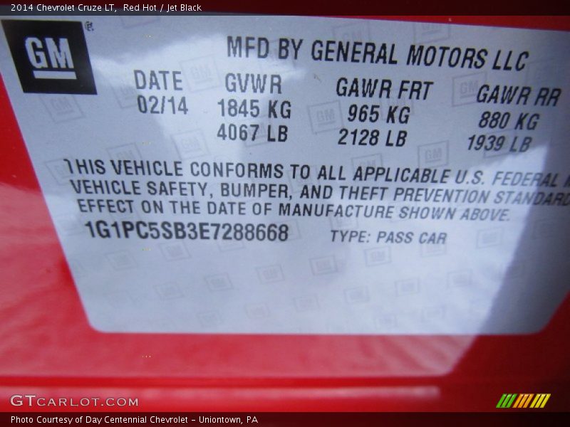 Red Hot / Jet Black 2014 Chevrolet Cruze LT