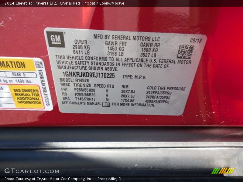 Crystal Red Tintcoat / Ebony/Mojave 2014 Chevrolet Traverse LTZ