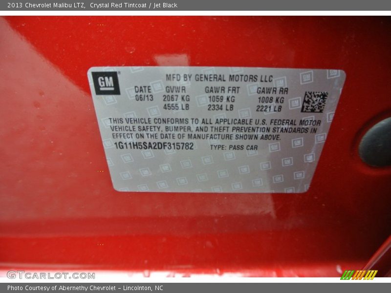 Crystal Red Tintcoat / Jet Black 2013 Chevrolet Malibu LTZ