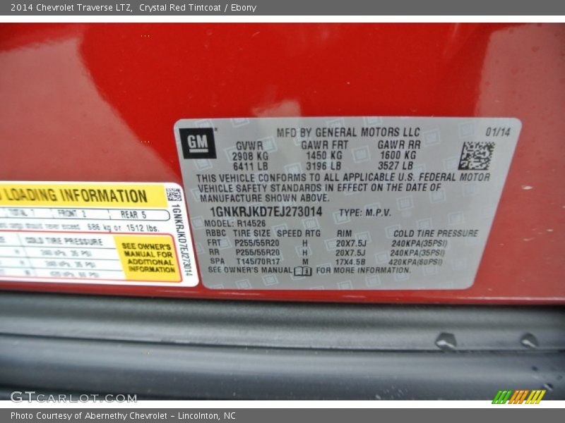 Crystal Red Tintcoat / Ebony 2014 Chevrolet Traverse LTZ