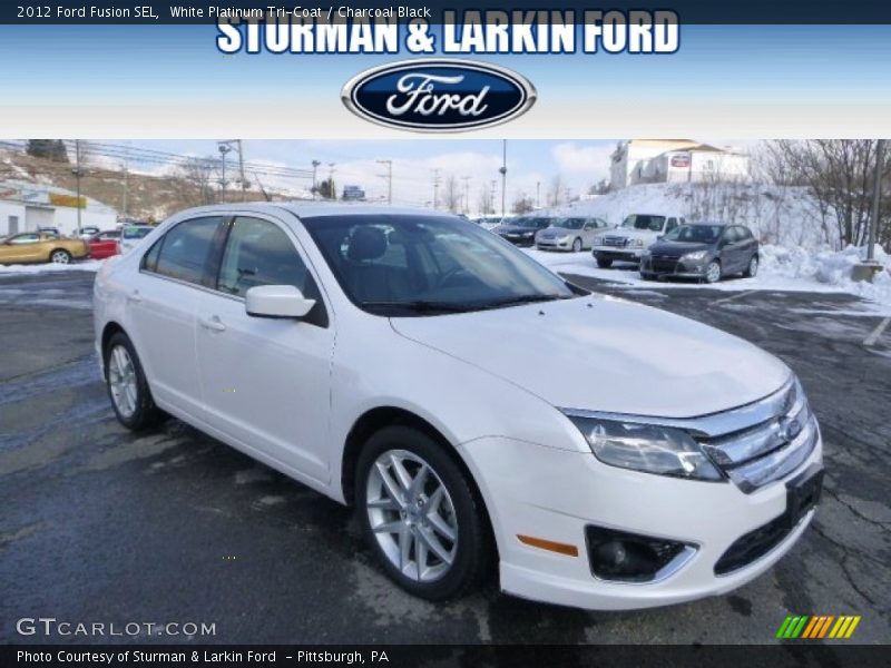 White Platinum Tri-Coat / Charcoal Black 2012 Ford Fusion SEL