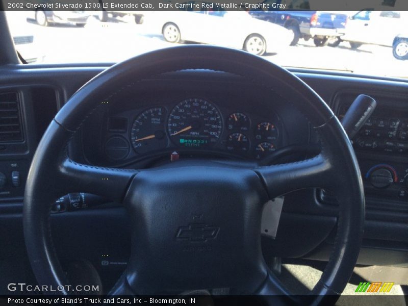 Dark Carmine Red Metallic / Graphite Gray 2002 Chevrolet Silverado 1500 LS Extended Cab